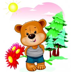 Картина по номерам Медвежонок с цветами, Strateg (30х30 см)