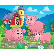 Картина по номерам Свинки в грязи, Strateg (30х30 см)
