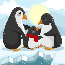 Картина по номерам Семья пингвинов, Strateg (30х30 см)