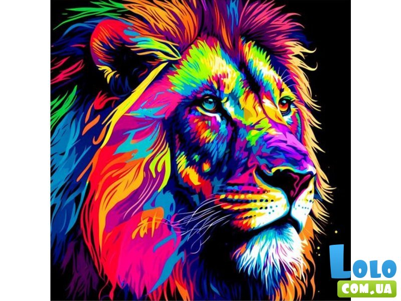 Картина по номерам Цветной мощный лев, Strateg (40х40 см)