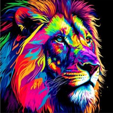 Картина по номерам Цветной мощный лев, Strateg (40х40 см)