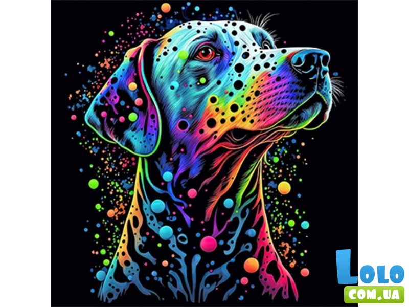 Картина по номерам Красочный пес, Strateg (40х40 см)