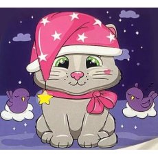 Картина по номерам Кот в ночной шляпе со звездами, Strateg (30х30 см)